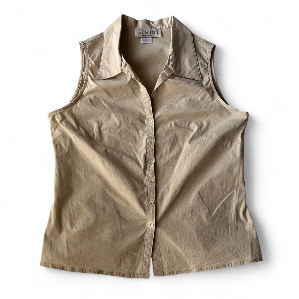 Vintage 90s Gemilli Beige Sleeveless Button Up.
